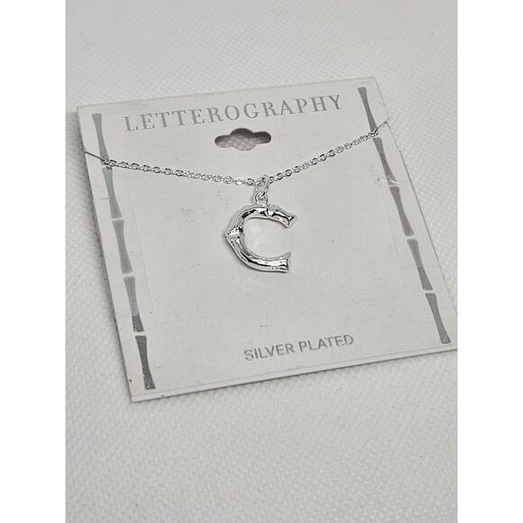 Silver Plated 'C' Initial Pendant Necklace Chic Stylish Fashion Shiny Trendy NWT - Picture 10 of 10